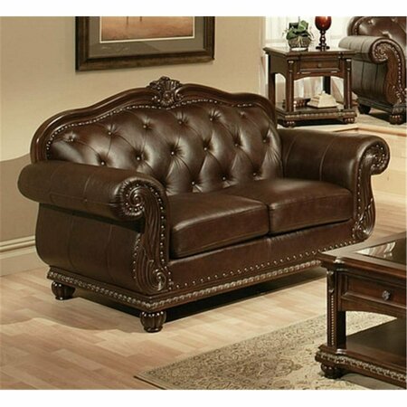 ACME FURNITURE INDUSTRY Anondale Top Grain Leather Loveseat in Cherry 15031